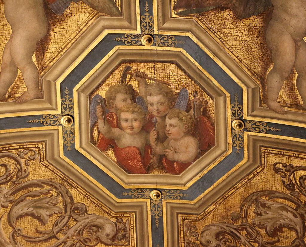Cappella dei priori, affreschi di Ridolfo del Ghirlandaio - Palazzo Vecchio, Firenze, angeli con simboli della passione